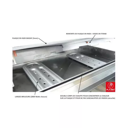 Plancha Gaz Encastrable Inox Oasi 80Mix Plaque Lisse 26 + Plaque Lisse 55 + Couvercle - PLANET 2 Plancha Gaz Encastrable Inox Oasi 80Mix Plaque Lisse 26 + Plaque Lisse 55 + Couvercle - PLANET – Image 2